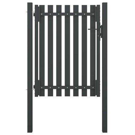 Puerta de valla del jardín de acero gris antracita 1x1,7 cm