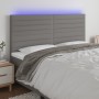 Kopfteil mit LED-Leuchten aus dunkelgrauem Stoff, 180 x 5 x 118/128 cm von , Kopf- und Fußteile - Ref: Foro24-3122579, Preis:...