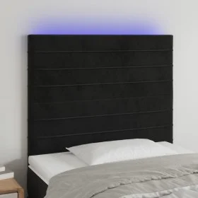 Kopfteil aus schwarzem Samt mit LED-Leuchten, 100 x 5 x 118/128 cm von , Kopf- und Fußteile - Ref: Foro24-3122608, Preis: 60,...