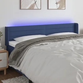 Blue fabric headboard with LED 183x16x78/88 cm by , Headboards and footboards - Ref: Foro24-3123396, Price: 75,52 €, Discount: %