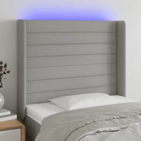 Light gray fabric headboard with LED 93x16x118/128 cm by , Headboards and footboards - Ref: Foro24-3124170, Price: 77,65 €, D...
