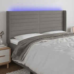 Dark gray fabric headboard with LED 183x16x118/128 cm by , Headboards and footboards - Ref: Foro24-3124203, Price: 115,62 €, ...