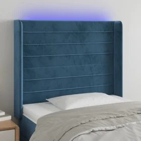 LED-Kopfteil aus dunkelblauem Samt, 103 x 16 x 118/128 cm von , Kopf- und Fußteile - Ref: Foro24-3124234, Preis: 80,05 €, Rab...