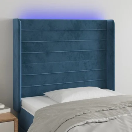 Cabecero con LED de terciopelo azul oscuro 103x16x118/128 cm de , Cabeceros y pies de cama - Ref: Foro24-3124234, Precio: 79,...