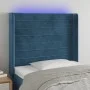 Cabecero con LED de terciopelo azul oscuro 103x16x118/128 cm de , Cabeceros y pies de cama - Ref: Foro24-3124234, Precio: 79,...