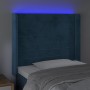 LED-Kopfteil aus dunkelblauem Samt, 103 x 16 x 118/128 cm von , Kopf- und Fußteile - Ref: Foro24-3124234, Preis: 78,49 €, Rab...