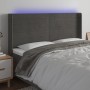 Dunkelgraues Samtkopfteil mit LED 203x16x118/128 cm von , Kopf- und Fußteile - Ref: Foro24-3124255, Preis: 108,22 €, Rabatt: %