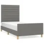 Dark gray fabric bed frame with headboard 90x190 cm by , Beds and slatted bases - Ref: Foro24-3125099, Price: 144,86 €, Disco...