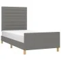 Dark gray fabric bed frame with headboard 90x190 cm by , Beds and slatted bases - Ref: Foro24-3125099, Price: 144,86 €, Disco...