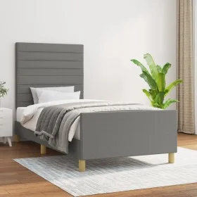 Bettgestell mit Kopfteil aus dunkelgrauem Stoff 100x200 cm von , Betten und Lattenroste - Ref: Foro24-3125115, Preis: 141,26 ...