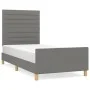 Bed frame with headboard in dark gray fabric 100x200 cm by , Beds and slatted bases - Ref: Foro24-3125115, Price: 141,26 €, D...