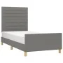 Bed frame with headboard in dark gray fabric 100x200 cm by , Beds and slatted bases - Ref: Foro24-3125115, Price: 141,26 €, D...