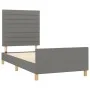 Bed frame with headboard in dark gray fabric 100x200 cm by , Beds and slatted bases - Ref: Foro24-3125115, Price: 141,26 €, D...