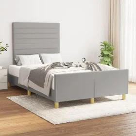 Light gray fabric bed frame with headboard 120x200 cm by , Beds and slatted bases - Ref: Foro24-3125122, Price: 160,89 €, Dis...