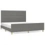 Bed frame with headboard dark gray fabric 180x200 cm by , Beds and slatted bases - Ref: Foro24-3125155, Price: 221,20 €, Disc...