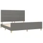 Bed frame with headboard dark gray fabric 180x200 cm by , Beds and slatted bases - Ref: Foro24-3125155, Price: 221,20 €, Disc...