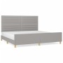 Light gray fabric bed frame with headboard 200x200 cm by , Beds and slatted bases - Ref: Foro24-3125162, Price: 228,87 €, Dis...