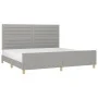 Light gray fabric bed frame with headboard 200x200 cm by , Beds and slatted bases - Ref: Foro24-3125162, Price: 221,04 €, Dis...