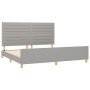 Light gray fabric bed frame with headboard 200x200 cm by , Beds and slatted bases - Ref: Foro24-3125162, Price: 228,87 €, Dis...