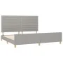 Light gray fabric bed frame with headboard 200x200 cm by , Beds and slatted bases - Ref: Foro24-3125162, Price: 221,04 €, Dis...