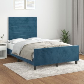 Dunkelblauer Samtbettrahmen mit Kopfteil 120 x 200 cm von , Betten und Lattenroste - Ref: Foro24-3125810, Preis: 168,95 €, Ra...
