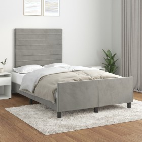 Hellgrauer Samtbettrahmen mit Kopfteil 120 x 200 cm von , Betten und Lattenroste - Ref: Foro24-3125806, Preis: 156,71 €, Raba...