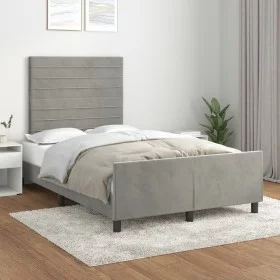 Light gray velvet bed frame with headboard 120x200cm by , Beds and slatted bases - Ref: Foro24-3125806, Price: 154,52 €, Disc...