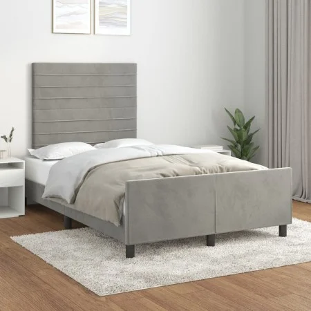 Hellgrauer Samtbettrahmen mit Kopfteil 120 x 200 cm von , Betten und Lattenroste - Ref: Foro24-3125806, Preis: 154,17 €, Raba...