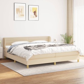 Box spring bed with cream fabric mattress 200x200 cm by , Beds and slatted bases - Ref: Foro24-3126914, Price: 559,82 €, Disc...
