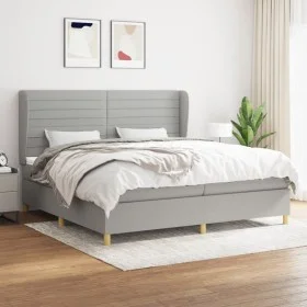 Box spring bed with light gray fabric mattress 200x200 cm by , Beds and slatted bases - Ref: Foro24-3128629, Price: 636,73 €,...