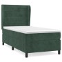 Cama box spring con colchón terciopelo verde oscuro 100x200 cm