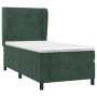 Cama box spring con colchón terciopelo verde oscuro 100x200 cm