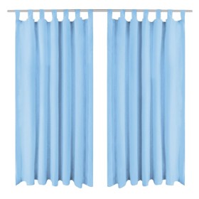 Cortinas de micro-raso con bucles 2 unidades 140x175cm turquesa