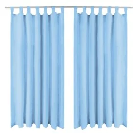 Micro-satin curtains with loops 2 units 140x175cm turquoise by vidaXL, Curtains and curtains - Ref: Foro24-132219, Price: 17,...