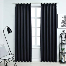 Cortinas opacas con ganchos 2 piezas gris antracita 140x245 cm