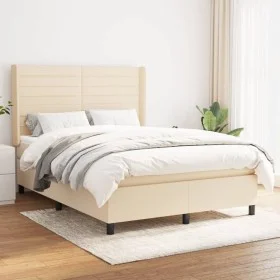 Box spring bed with cream fabric mattress 140x190 cm by , Beds and slatted bases - Ref: Foro24-3131510, Price: 491,83 €, Disc...