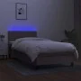 Box spring bed with mattress and LED lights taupe gray fabric 90x200 cm by , Beds and slatted bases - Ref: Foro24-3133129, Pr...