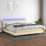Box spring bed mattress and LED lights cream fabric 200x200 cm by , Beds and slatted bases - Ref: Foro24-3133266, Price: 575,...