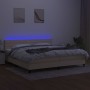 Box spring bed mattress and LED lights cream fabric 200x200 cm by , Beds and slatted bases - Ref: Foro24-3133266, Price: 563,...