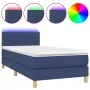 Box spring bed with mattress and LED blue fabric 90x190 cm by , Beds and slatted bases - Ref: Foro24-3133763, Price: 326,53 €...