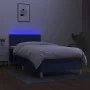 Box spring bed with mattress and LED blue fabric 90x190 cm by , Beds and slatted bases - Ref: Foro24-3133763, Price: 326,53 €...