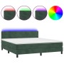 Box spring bed with mattress and LED dark green velvet 180x200cm by , Beds and slatted bases - Ref: Foro24-3134480, Price: 55...