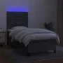 Box spring bed mattress and LED lights dark gray fabric 90x190 cm by , Beds and slatted bases - Ref: Foro24-3134918, Price: 3...