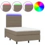Box spring bed with mattress and LED taupe gray fabric 120x200 cm by , Beds and slatted bases - Ref: Foro24-3134945, Price: 3...