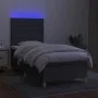 Box spring bed mattress and LED lights dark gray fabric 90x200 cm by , Beds and slatted bases - Ref: Foro24-3135486, Price: 3...