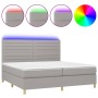 Boxspringbett mit Stoffmatratze und hellgrauer LED 200x200 cm von , Betten und Lattenroste - Ref: Foro24-3135541, Preis: 628,...