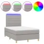 Box spring bed with fabric mattress and light gray LED 120x200 cm by , Beds and slatted bases - Ref: Foro24-3135501, Price: 4...