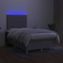 Cama box spring con colchón tela y LED gris claro 120x200 cm