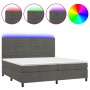 Box spring bed with mattress and LED dark gray velvet 200x200 cm by , Beds and slatted bases - Ref: Foro24-3136204, Price: 59...