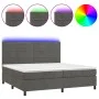 Box spring bed with mattress and LED dark gray velvet 200x200 cm by , Beds and slatted bases - Ref: Foro24-3136204, Price: 58...